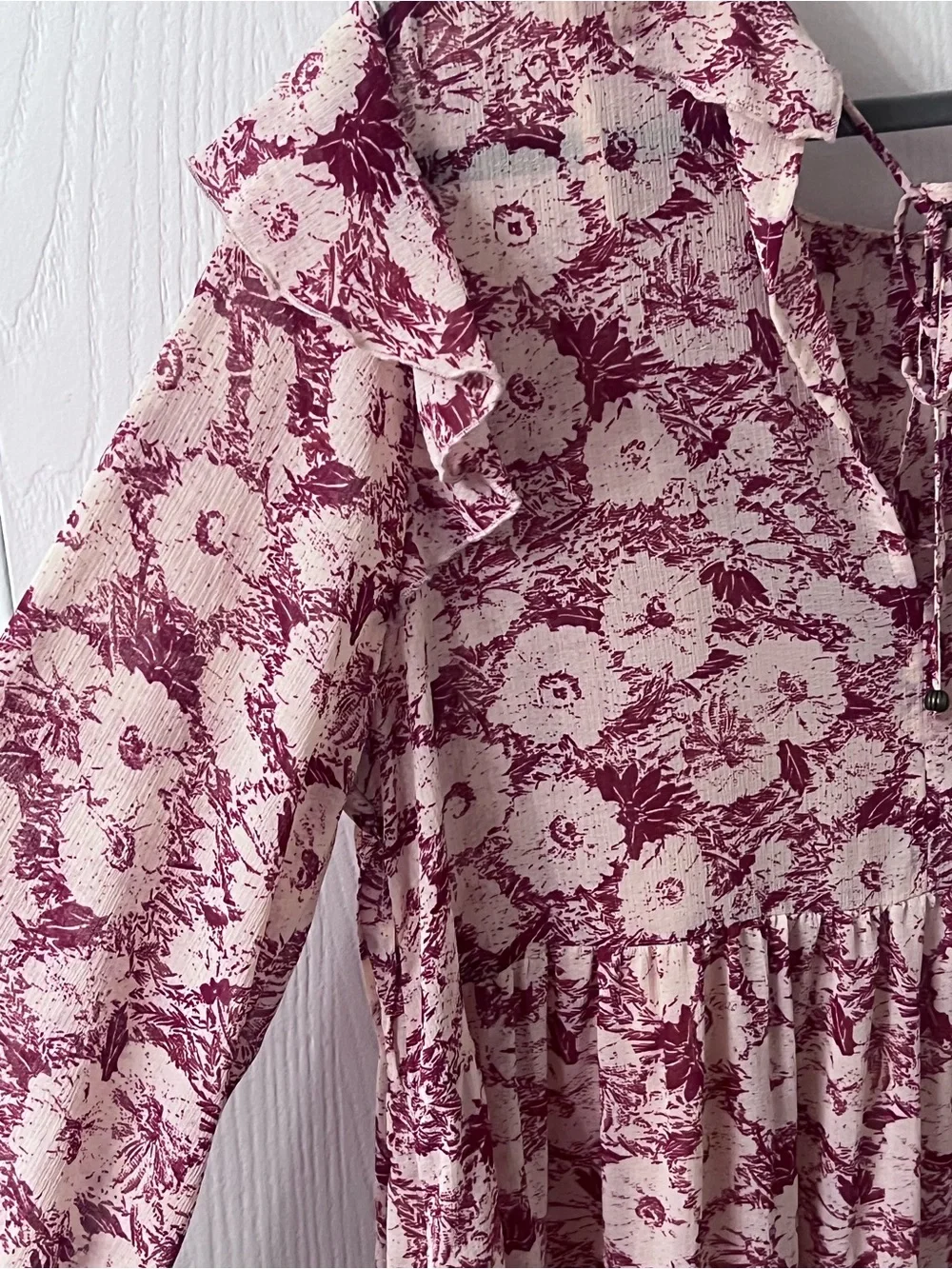 Free People Floral Pleated Long-Sleeve Dress - Pink & Cream